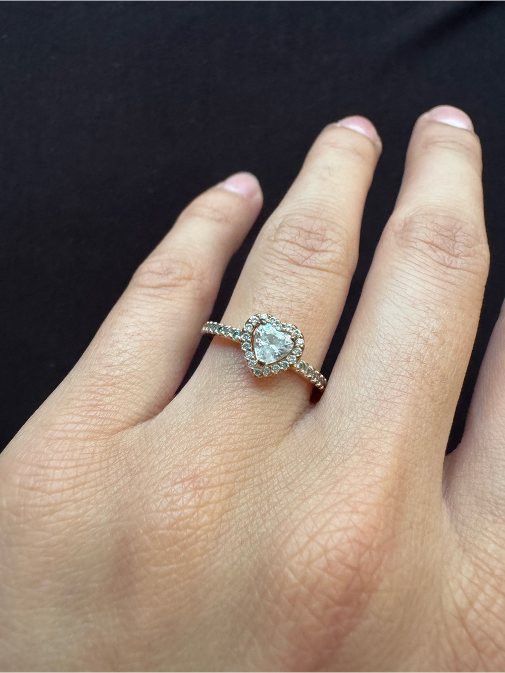 Pandora 14kt rose gold plated Heart Halo Solitaire Ring